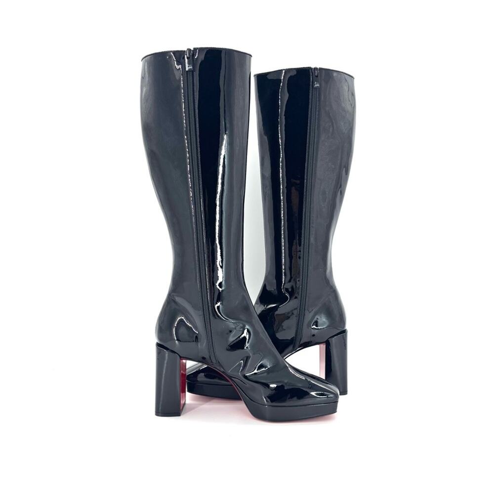 NEW Christian Louboutin Alleo 90 Patent Knee High Platform Boots 41 - Picture 3 of 9